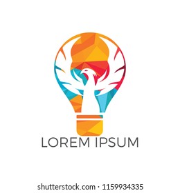 Phoenix light bulb logo design. Creative idea concept design.