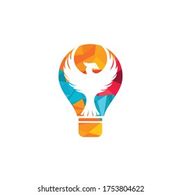 Phoenix light bulb logo design. Creative idea concept design.