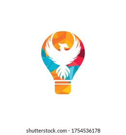 Phoenix light bulb logo design. Creative idea concept design.