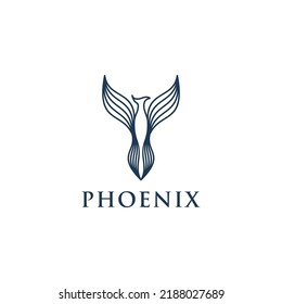 phoenix line art vector illustration logo design. elegant, eye-catching and easy to apply anywhere
