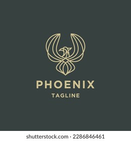 Plantilla de diseño de logotipo de línea Phoenix vectores planos