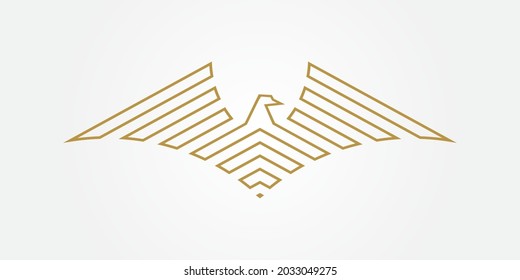 Logo de la línea Phoenix. Símbolo de logotipo geométrico de las aves águilas Ilustración del deporte