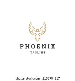 Phoenix line logo icon design template flat vector