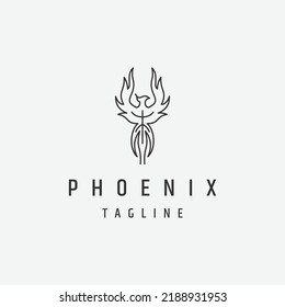 Phoenix line logo icon design template flat vector