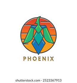 phoenix logo animal design template color illustration circle vector