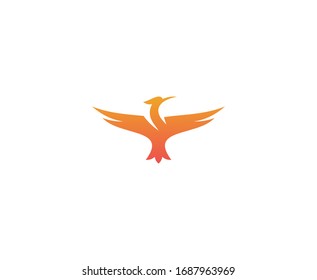 Phoenix logo bird flame vector icon 