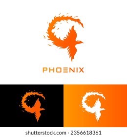 Phoenix logo bird flame vector icon