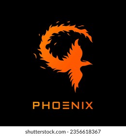 Phoenix logo bird flame vector icon