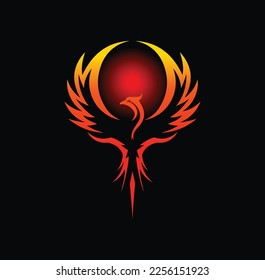 Phoenix Logo mit schwarzem Hintergrund, großer und starker Vogel.