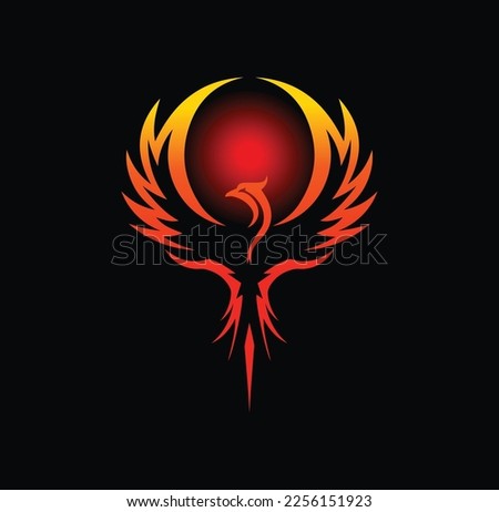 phoenix logo with black background, great and strong bird.