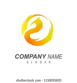 phoenix logo with circle and fire logo vector