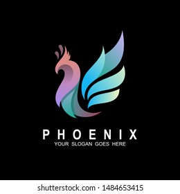 Phoenix logo with colorful design illustration, Eagle logo , flying bird icon