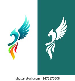 phoenix logo with colorful design template, eagle logo and simple design illustration