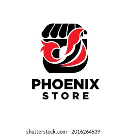 Phoenix logo desain Template. Ilustrasi Vektor
