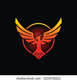 Phoenix logo design with circle template. Vector Illustration