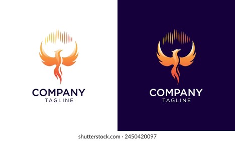 Phoenix logo design, Illustration Phoenix Bird with Spread Wing Logo Design