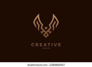Phoenix logo design. modern phoenix  logo design in gold color. usable for brand and business logos. flat design logo template element. vector illustration