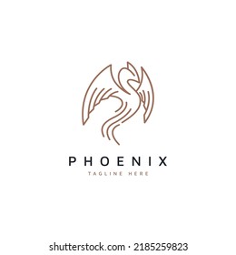 Phoenix logo design with monoline style vector illustration