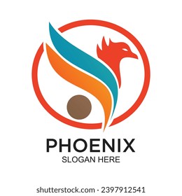 Phoenix logo design simple concept Premium Vector
