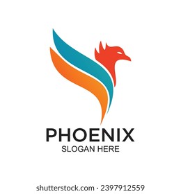 Phoenix logo design simple concept Premium Vector