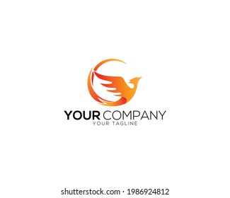 Phoenix logo design template, Fire-bird and Eagle logo vector.