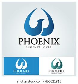 Phoenix logo design template ,Phoenix love logo design concept ,Vector illustration