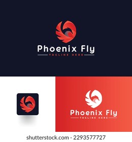 Plantilla de diseño del logotipo de Phoenix. Modelo de diseño de diseño de logotipo Flaming Phoenix Flaming moderno ilustración vectorial