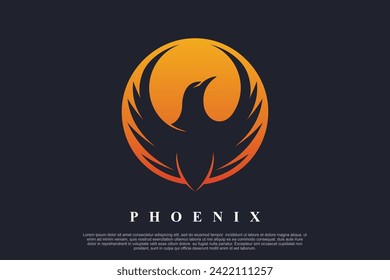 Phoenix logo design unique concept Premium Vector