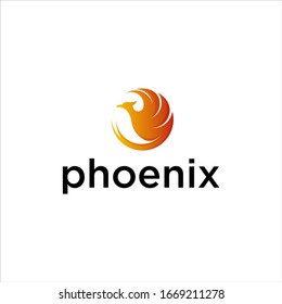 phoenix logo design vector image with fire color concept illustration