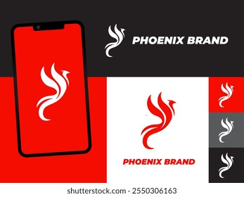 A phoenix logo designed for digital applications. Perfect for mobile app icon, website logo, or social media.