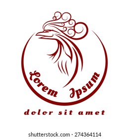 Phoenix logo or emblem. Only free font used. Monochrome isolated on white background.