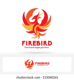 Phoenix Logo. Fire Bird Logo. Flat and modern design.