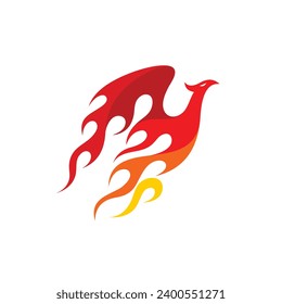 phoenix logo with fire concept, bird fire logo