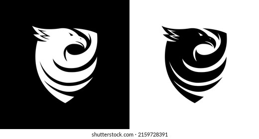 Phoenix logo. Firebird logo. Logo shield