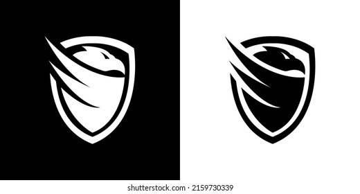 Phoenix logo. Firebird logo. Shield logo. Strict and concise logo printing letterhead luxury. Griffin icon