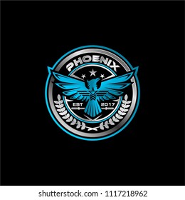 phoenix logo fitness and gym - circle phoenix logo blue