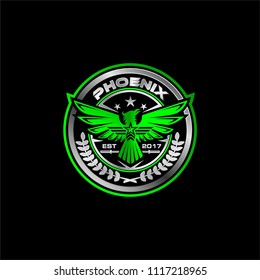 phoenix logo fitness and gym green - circle phoenix logo