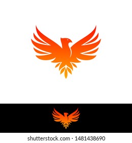 Phoenix Logo flying bird abstract design vector template. Eagle falcon soaring Logotype concept icon.
