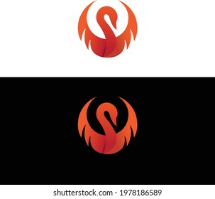 Phoenix Logo flying bird abstract design template vector.