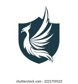 Plantilla de vector de diseño abstracto con logotipo de ave voladora Phoenix.