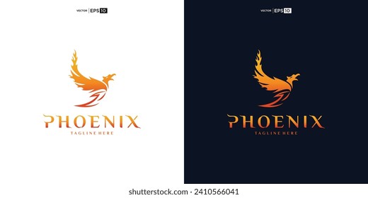Phoenix Logo fliegende Vogel abstrakte Design-Inspiration. Eagle Falcon in die Höhe schießen Logotype Konzept Symbol.