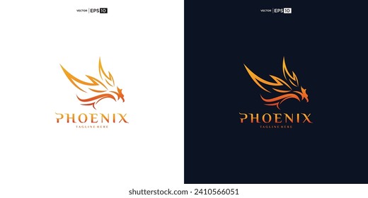 Phoenix Logo flying bird abstract design inspiration. Eagle falcon soaring Logotype concept icon.