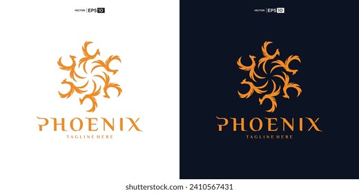 Phoenix Logo fliegende Vogel abstrakte Design-Inspiration. Eagle Falcon in die Höhe schießen Logotype Konzept Symbol.