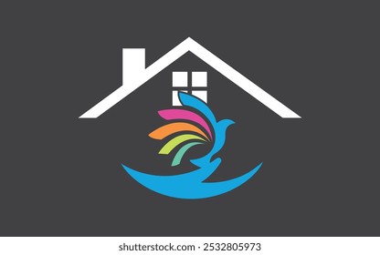 Phoenix Logo flying bird abstract design vector template home logo icon vector design