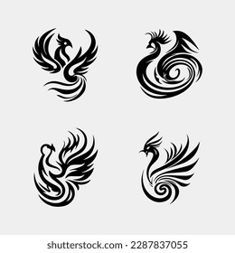 Phoenix logo flying bird design vector idea