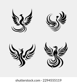 Phoenix Logo flying bird design vector template.
Eagle falcon concept icon