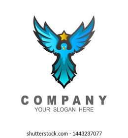 Phoenix logo, The flying eagle logo template, vector emblem