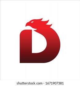 Phoenix logo formed letter D vector Design