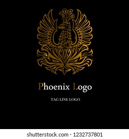 phoenix logo is a golden vector for use any design 