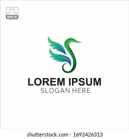 the phoenix logo is green - vector logo design template